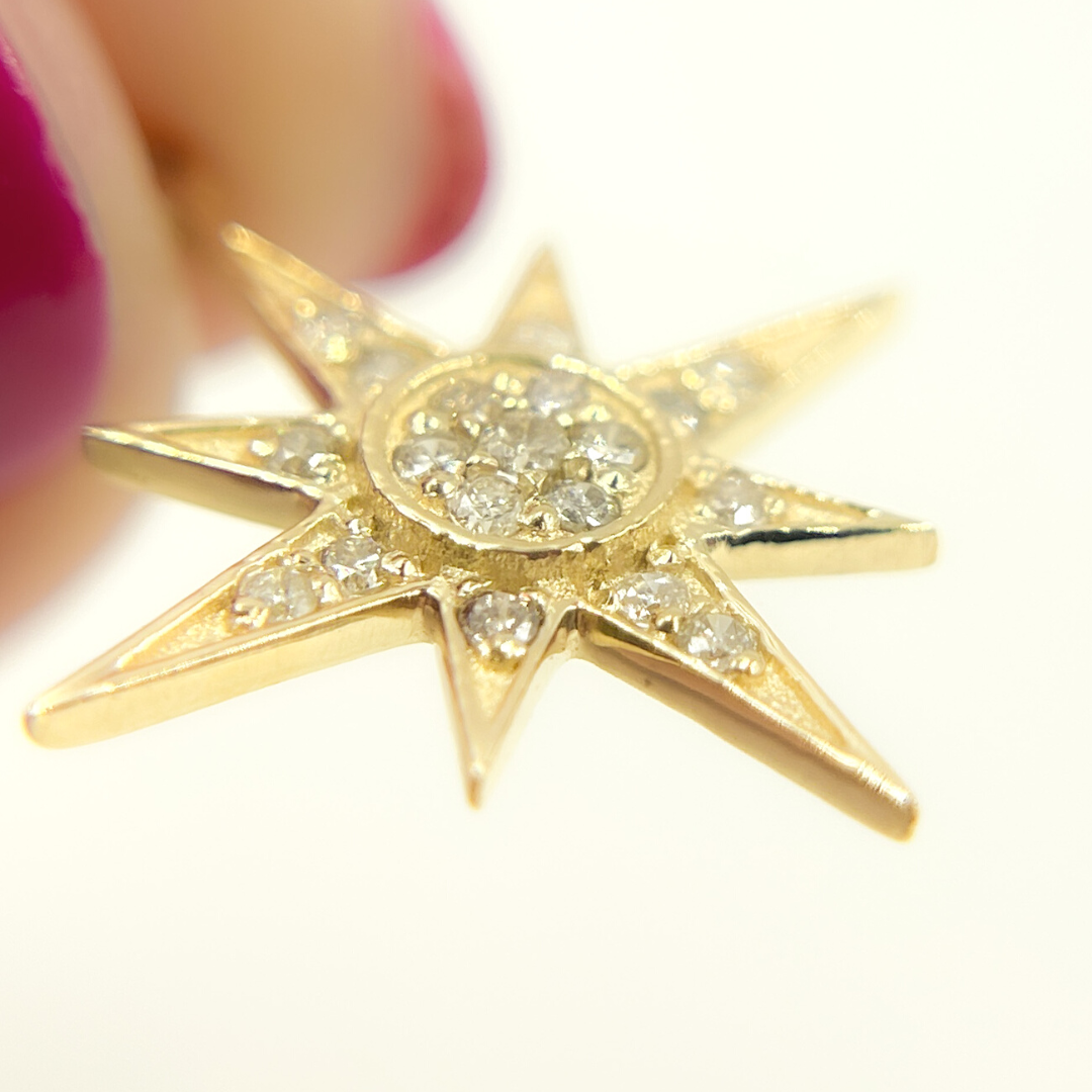 GDP208. 14K Solid Gold Diamond Star Charm