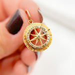 Load image into Gallery viewer, 14K Solid Gold Diamond Circle Star Charm. GDP448
