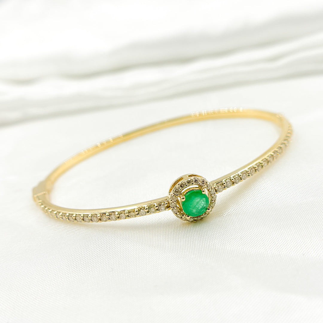 14K Solid Gold Diamond and Gemstone Bangle. CB96497EM