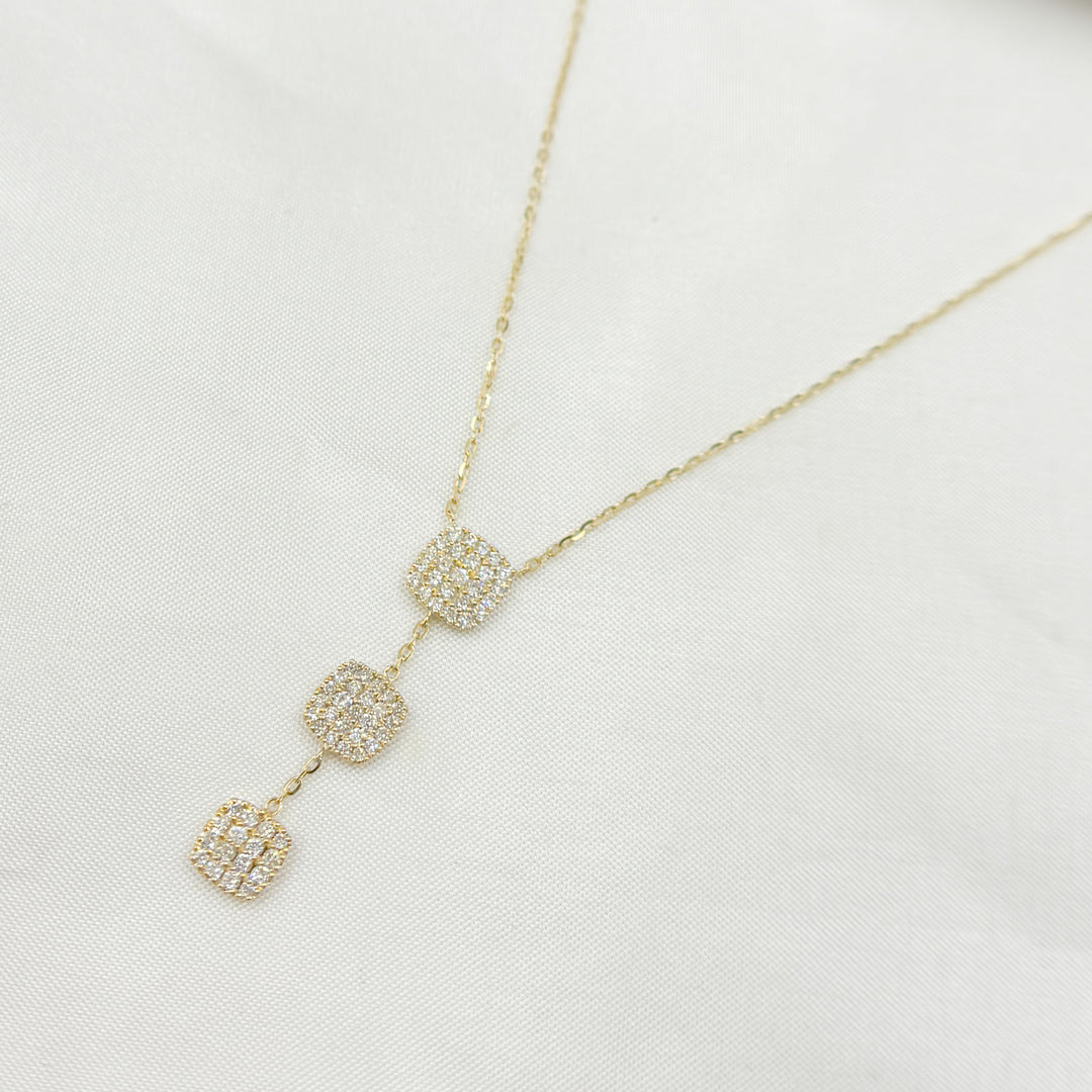 14k Solid Gold Diamond Triple Square Necklace. NT400245