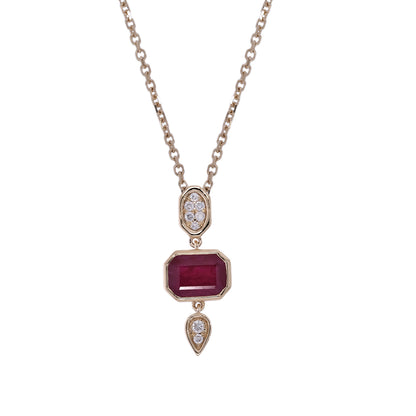 CP97495. 14K Solid Gold Diamond and Gemstone Geometric Pendant