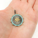 Load image into Gallery viewer, DP833A. Diamond Sterling Silver Round Star Enamel Pendant
