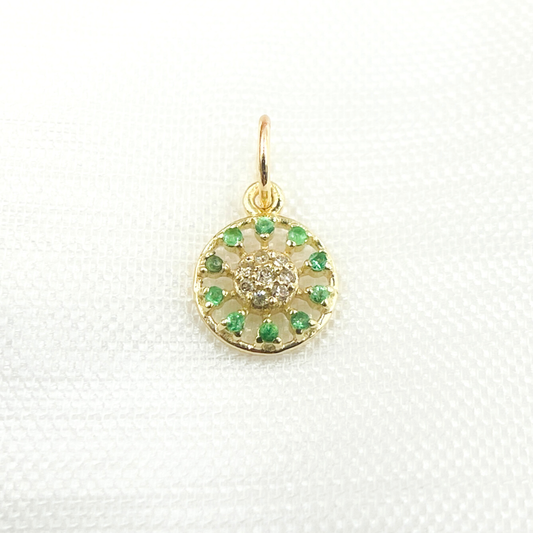 14K Solid Gold Diamond Circle Charm. GDP471