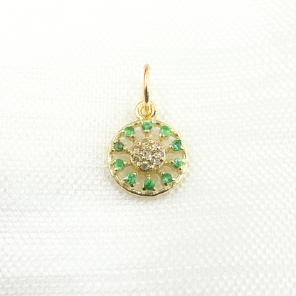 14K Solid Gold Diamond Circle Charm. GDP471