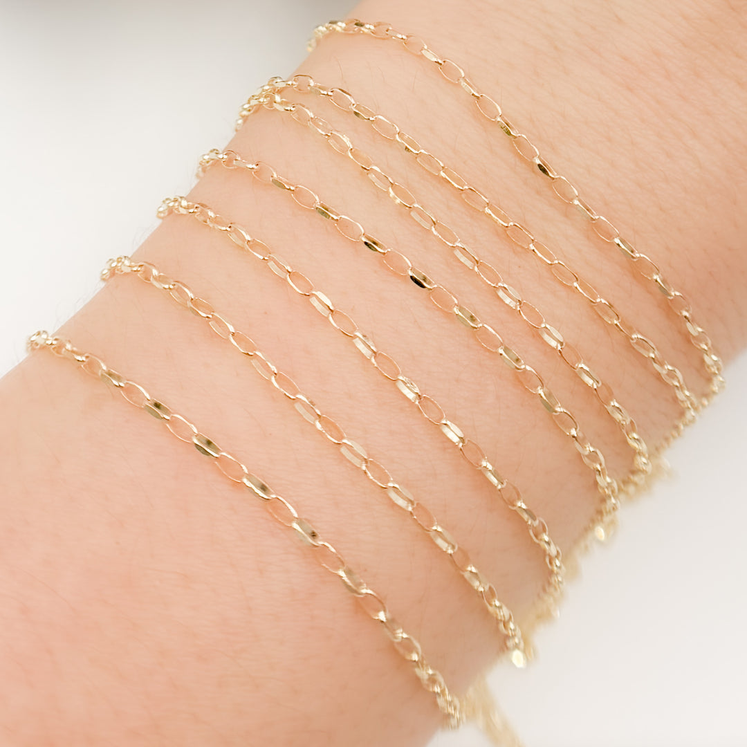 045BOVH4byFt. 14k Solid Yellow Gold Diamond Cut Oval Cable Chain