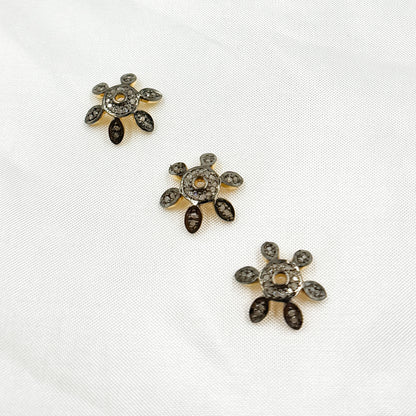 DC759. Diamond & Sterling Silver Flower Bead Cap