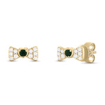 Load image into Gallery viewer, ER421151. 14K Solid Gold Diamond and Gemstone Coquette Bow Studs
