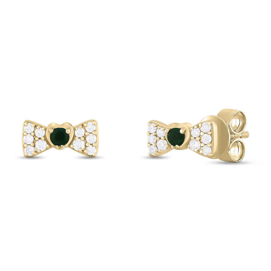 ER421151. 14K Solid Gold Diamond and Gemstone Coquette Bow Studs