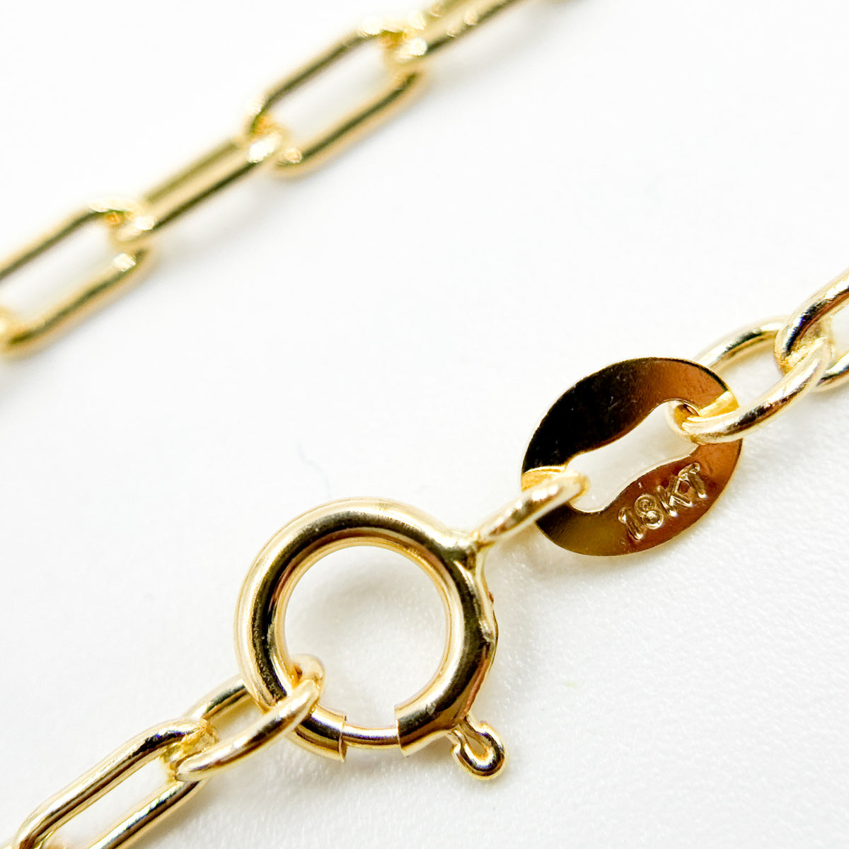 058FLCL218K. 18K Solid Yellow Gold Paperclip Link Chain