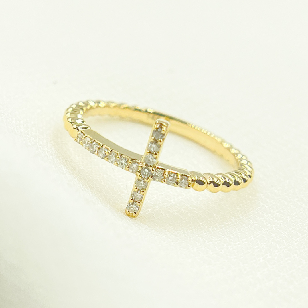 14K Solid Gold Cross Diamond Ring. RFB17457