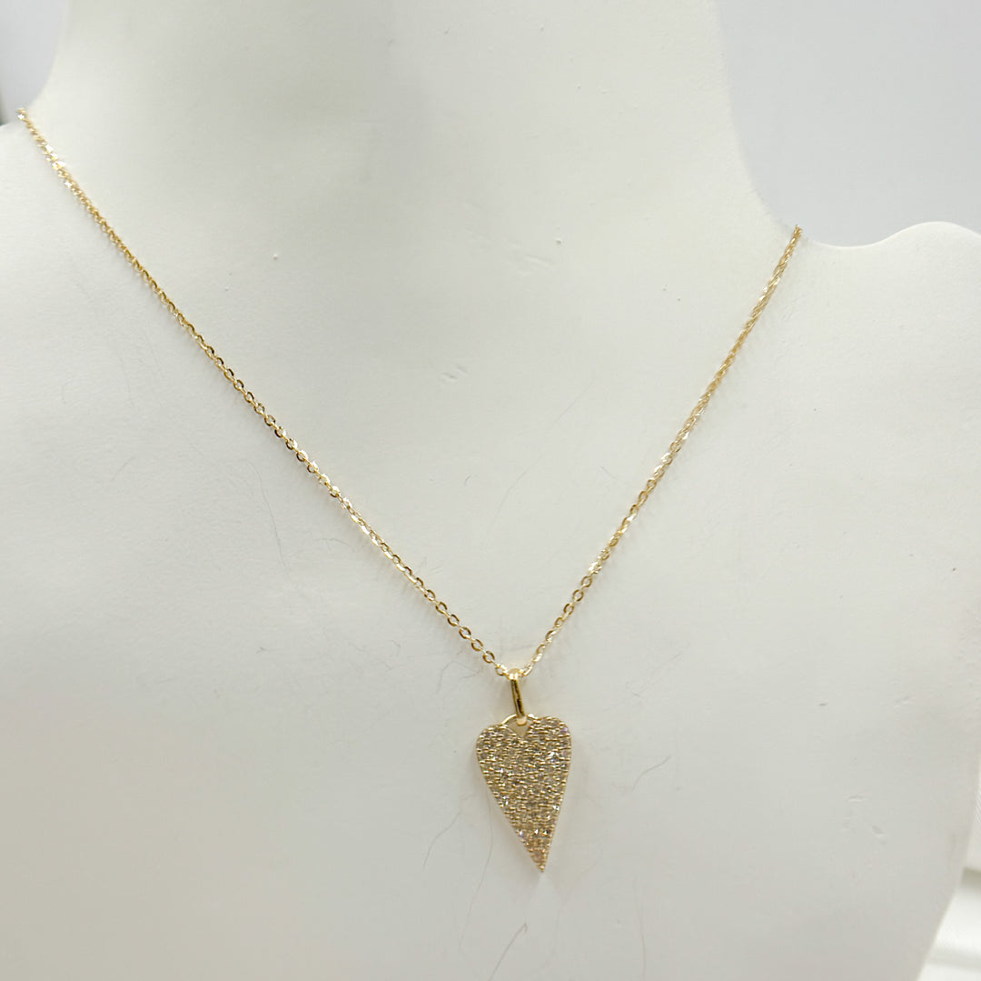 14K Solid Gold Heart Shape Diamond Necklace. PHF38753