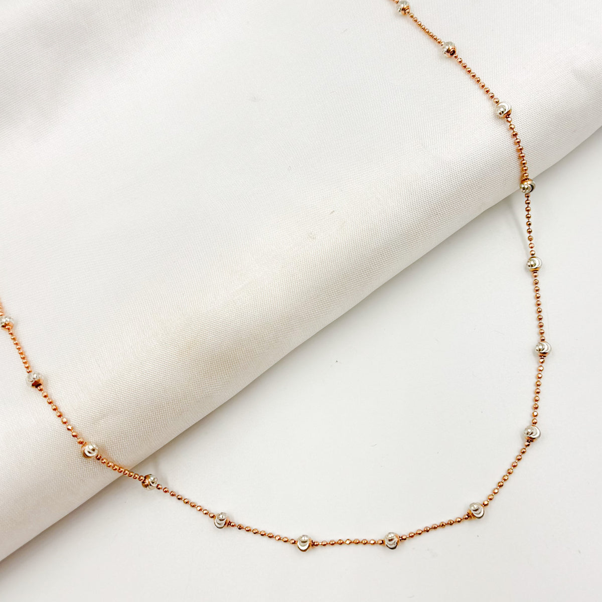 Gold Plated and White Sterling Silver Satellite Necklace