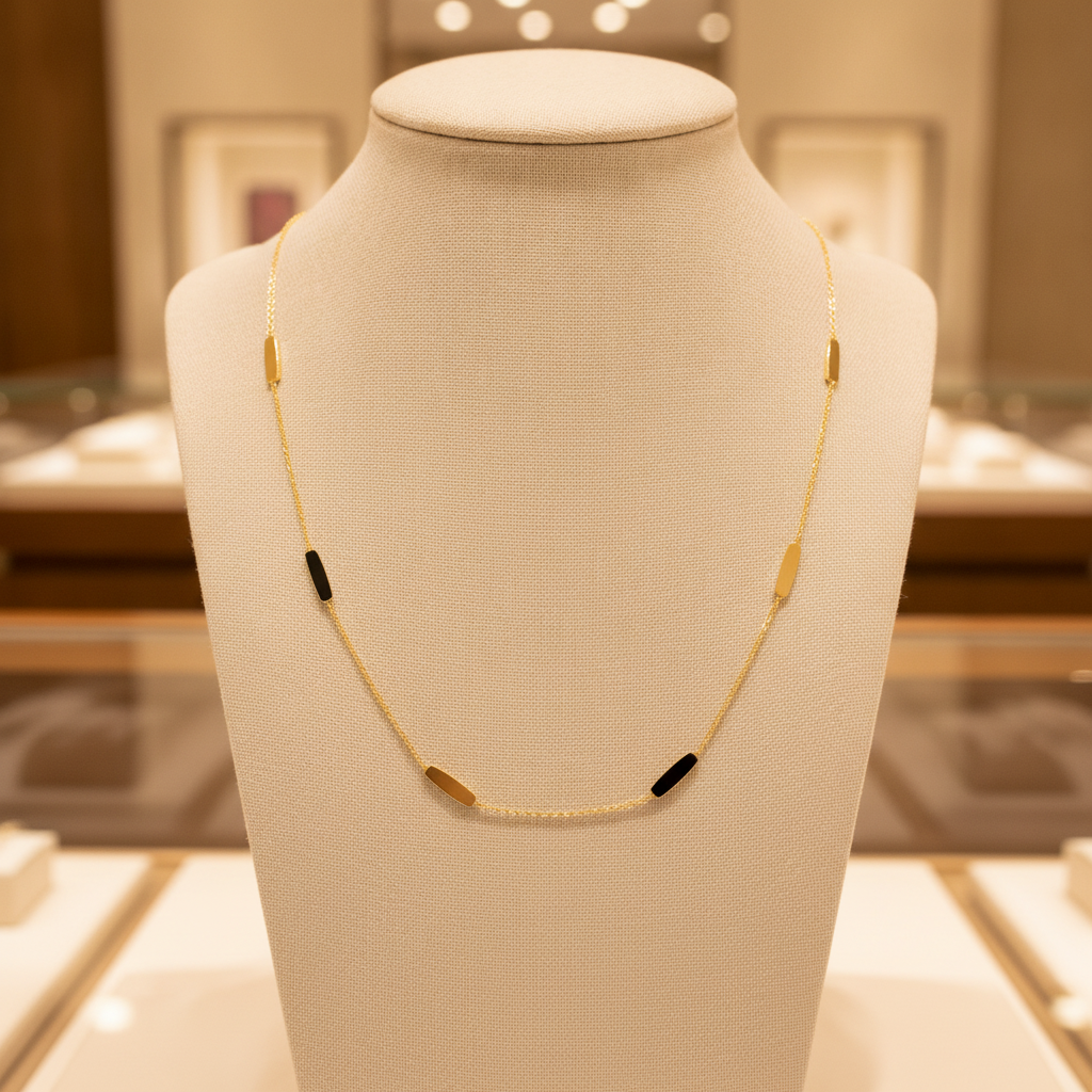 NK/BR4900. 14k Solid Yellow Gold Bars Link Necklace