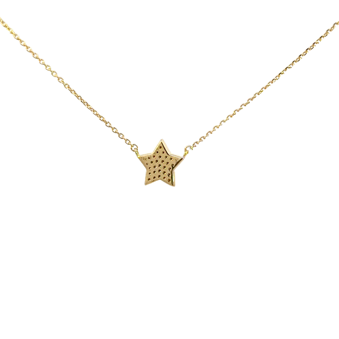 14K Solid Gold Diamond Star Necklace. NFB71413