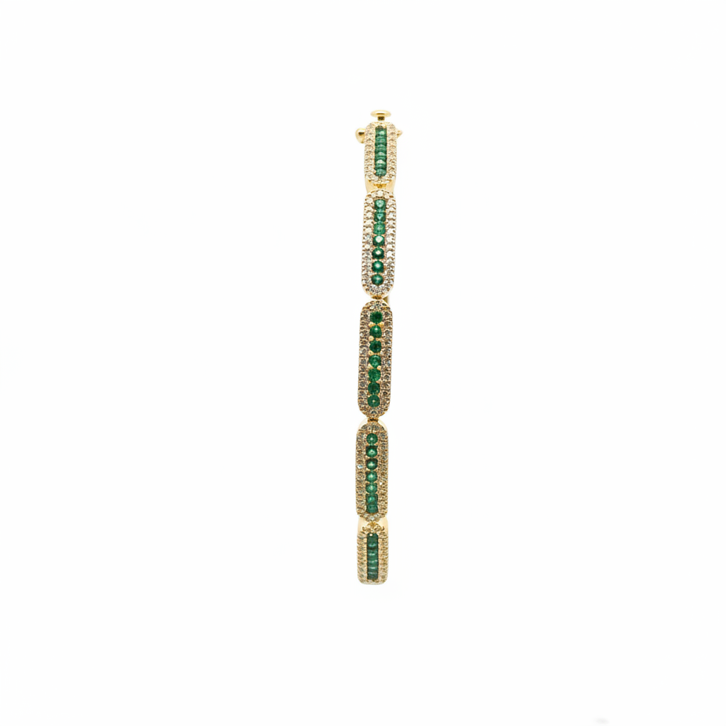OB401633. 14K Solid Gold Gemstone Bangle