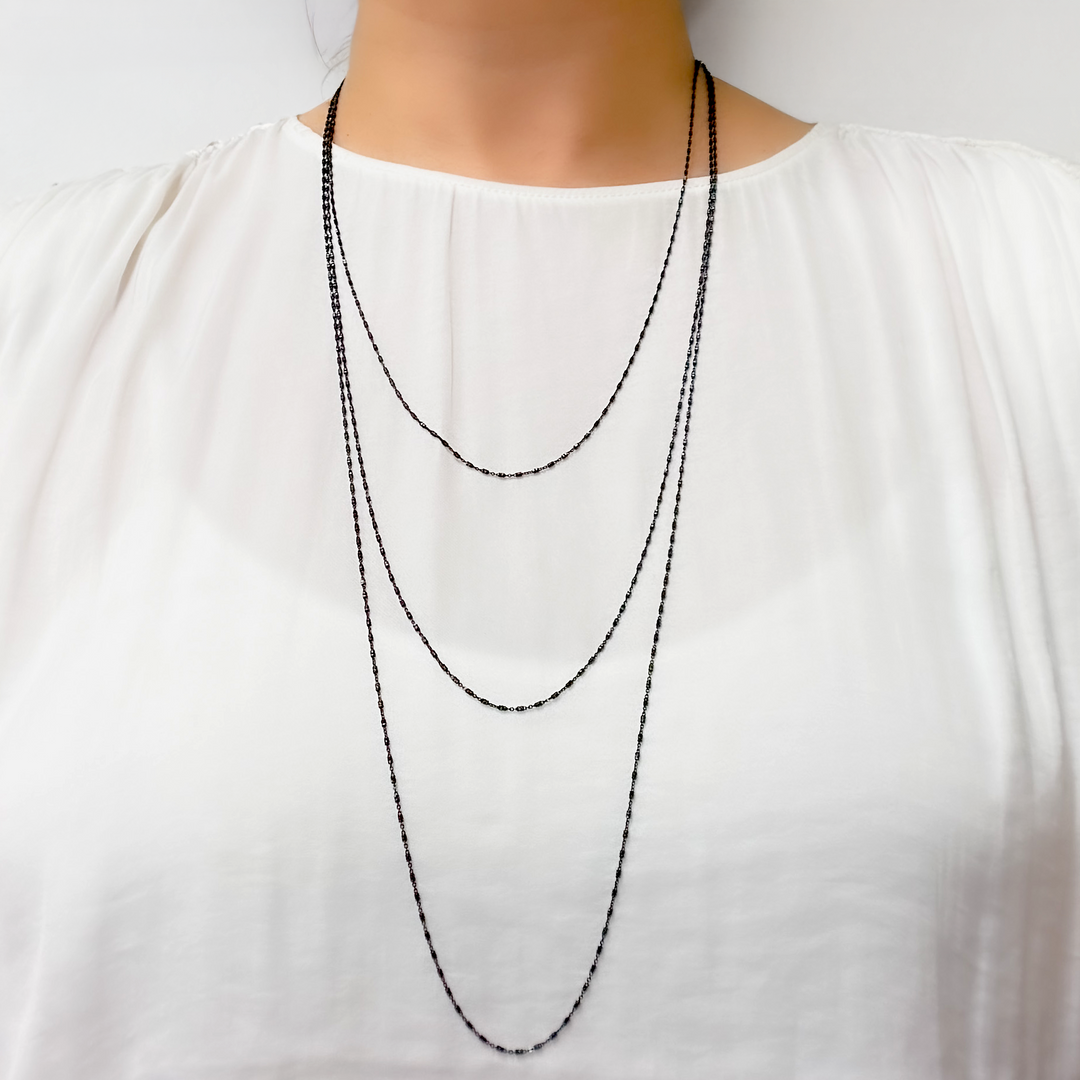 Black Rhodium Sterling Silver Satellite Necklace