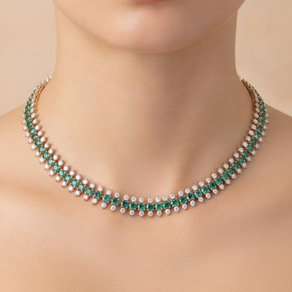 NFP72500. 14K Solid Gold Diamond and Gemstone Fancy Necklace