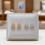 Load image into Gallery viewer, EFD53686. 14K Solid Gold Flower Diamond Studs
