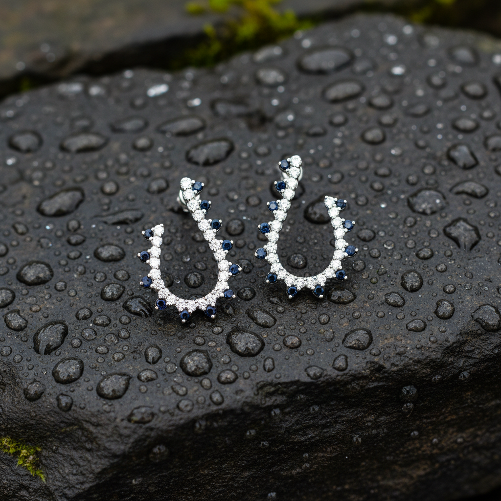 ER417883. 14k Solid Gold Diamond and Gemstone Fancy Earrings