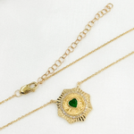 Load image into Gallery viewer, 14k Solid Gold Emerald Heart and Diamond Necklace. CN96235EM
