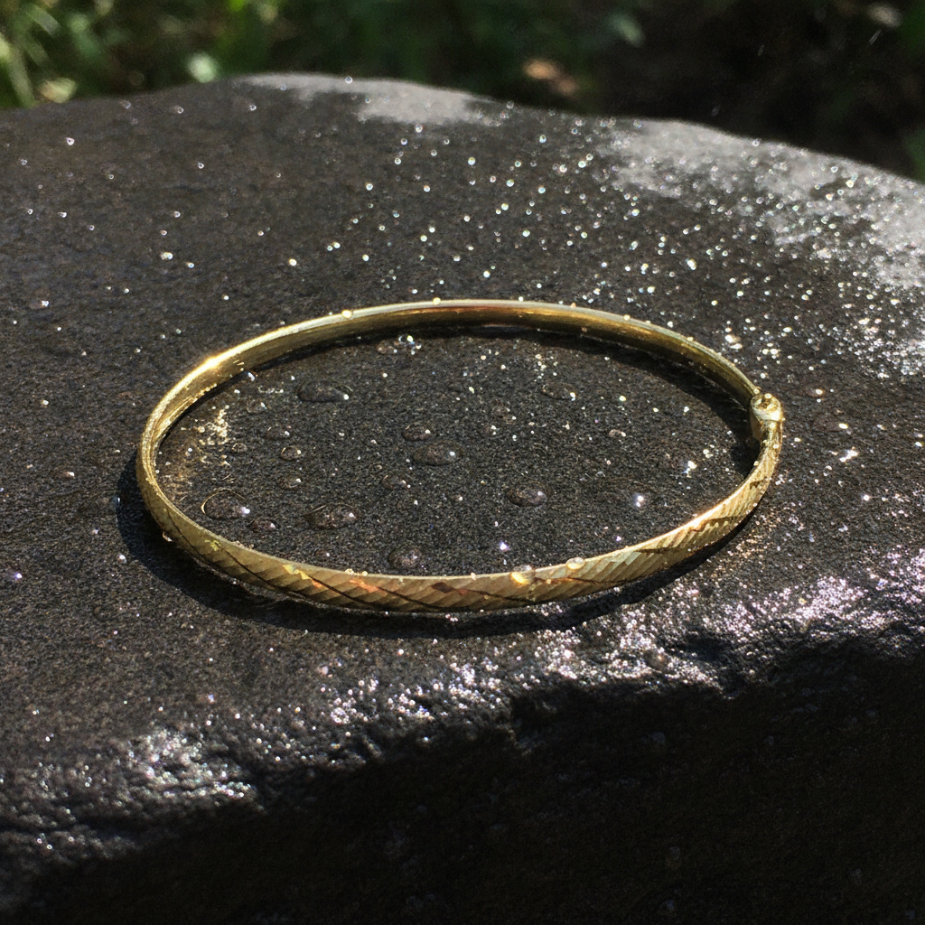 Bangle18. 14K Solid Gold Matte Textured Bangle