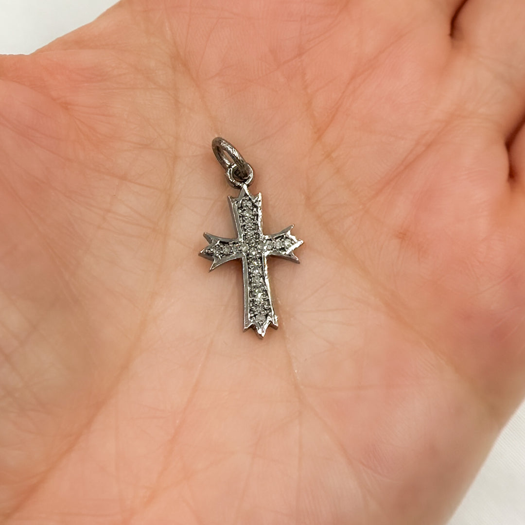 DC320. Diamond Sterling Silver Cross Pendant