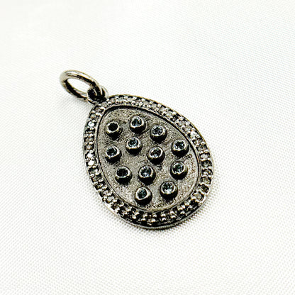 Diamond Sterling Silver Drop Pendant with Gemstone
