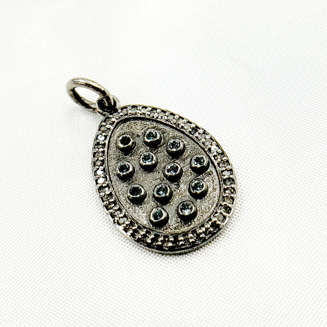 DP346. Diamond Sterling Silver Drop Pendant with Gemstone