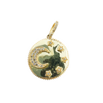 Load image into Gallery viewer, 14K Solid Gold with Diamonds Circle Shape with Moon &amp; Stars Charm. KG32
