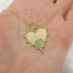 Load image into Gallery viewer, 14k Solid Gold Diamond and Gemstone Double Heart Charm. GDP493
