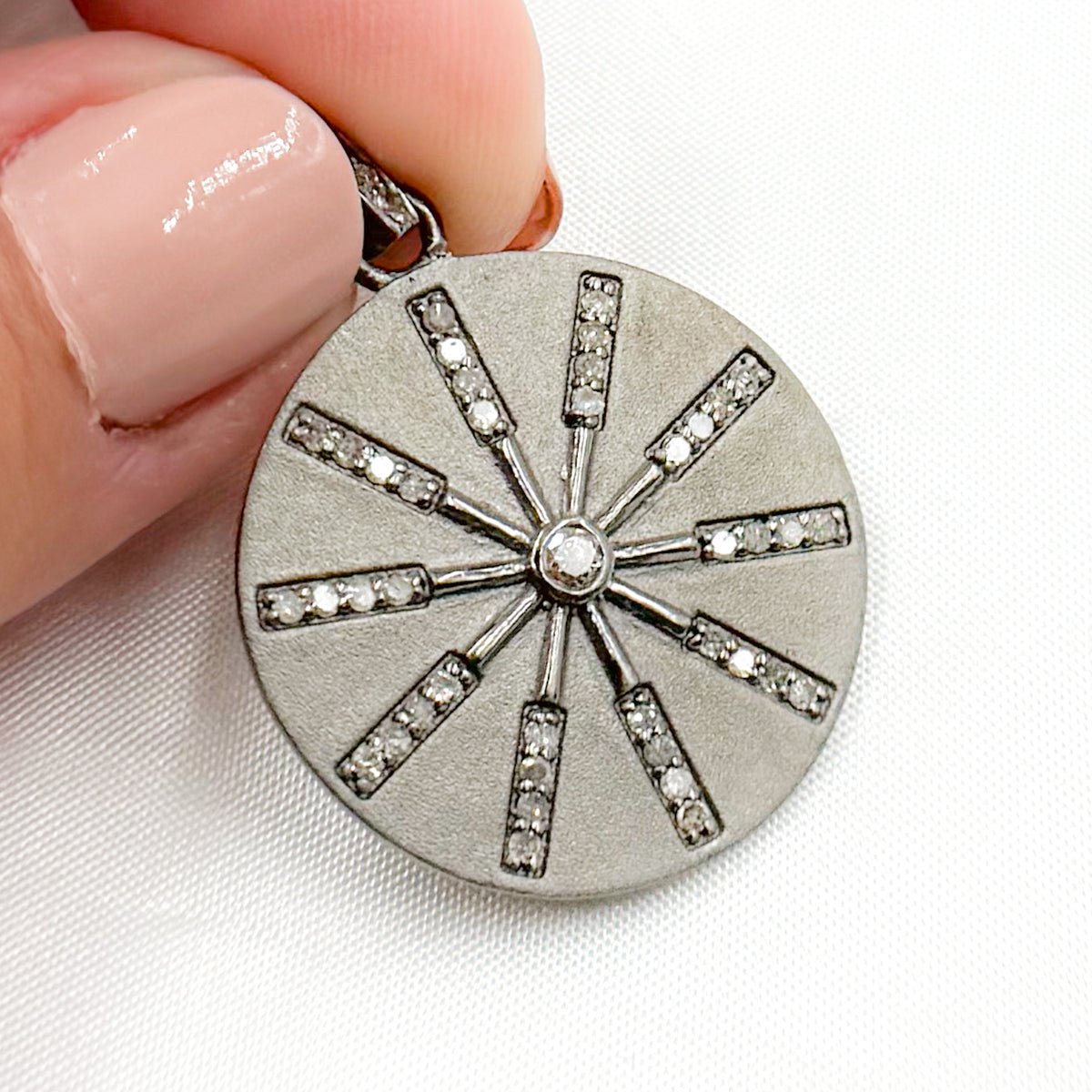 Diamond Sterling Silver Round Pendant