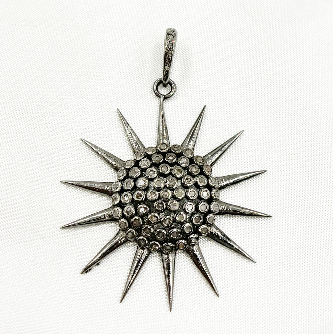 DP070. Diamond Sterling Silver Sun Pendant