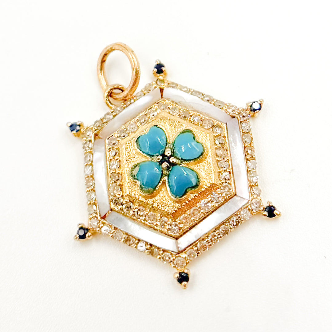 Buy Now 14K Solid Gold Hexagon Pendants