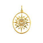 Load image into Gallery viewer, 14K Solid Gold Oval Shape Charm with Sun in the Center and Diamonds. GDP202
