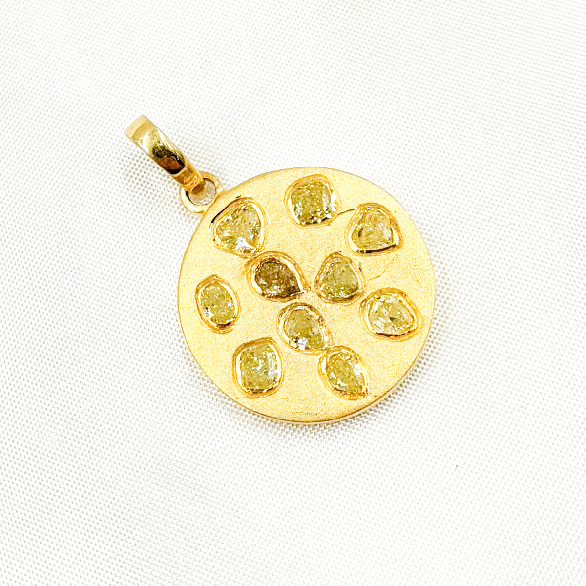 Diamond Sterling Silver Round Pendant with Gemstones