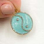 Load image into Gallery viewer, DP741A. Diamond Sterling Silver Round Yin and Yang Enamel Pendant
