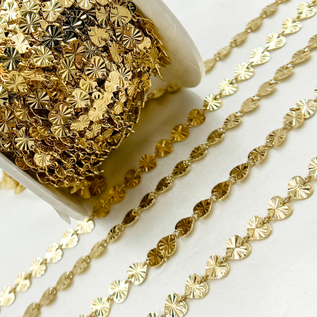 Gold Plated 925 Sterling Silver Diamond Cut Heart Chain