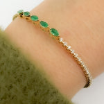 Load image into Gallery viewer, BNG68562. 14K Solid Yellow Gold Gemstone and Diamond Fancy Bangle