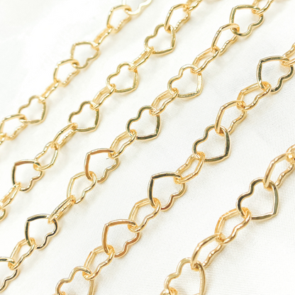 Gold Flat Heart Link Chain