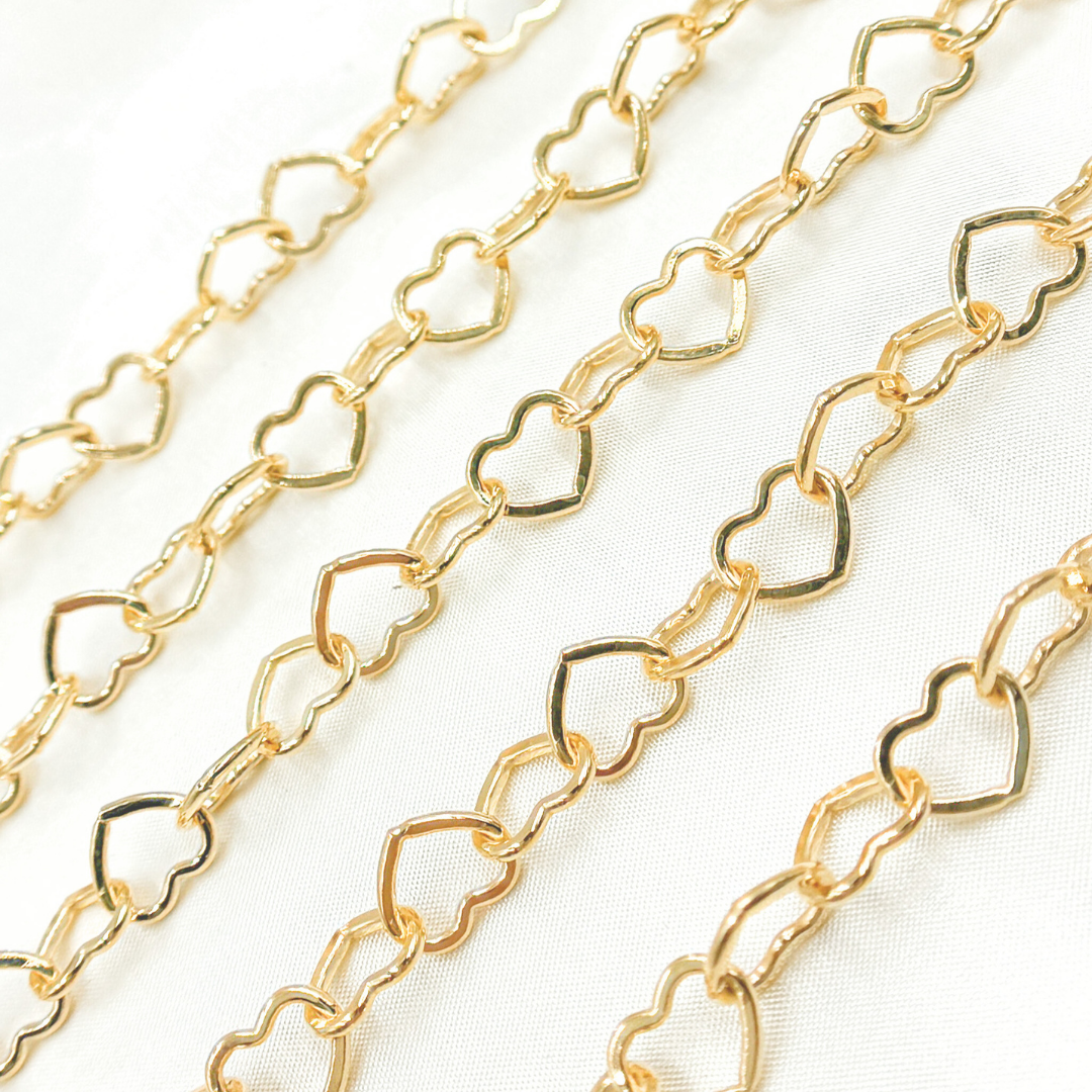 Gold Flat Heart Link Chain