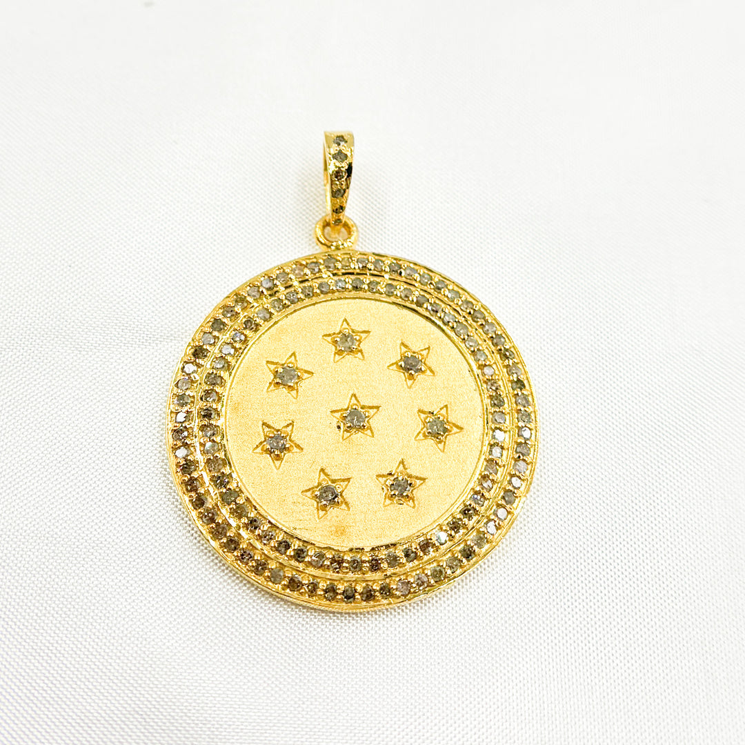 DP400. Diamond Sterling Silver Round Stars Pendant
