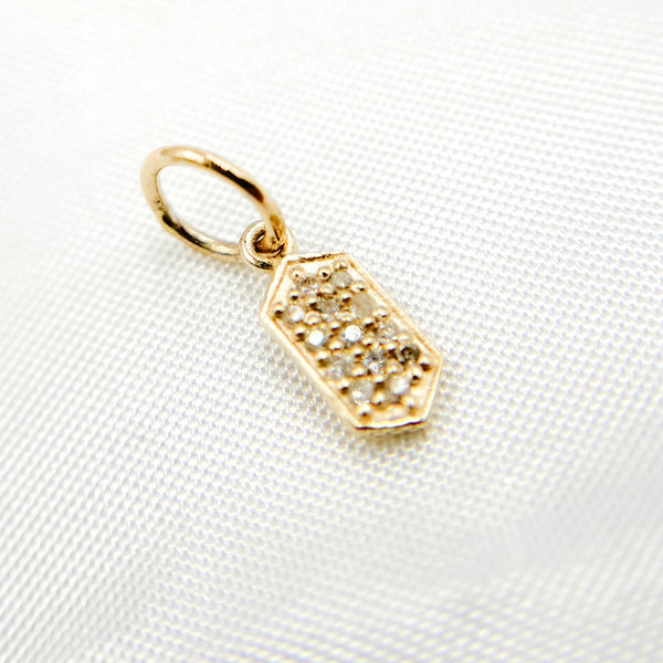 14K Solid Gold Diamond Hexagon Charm