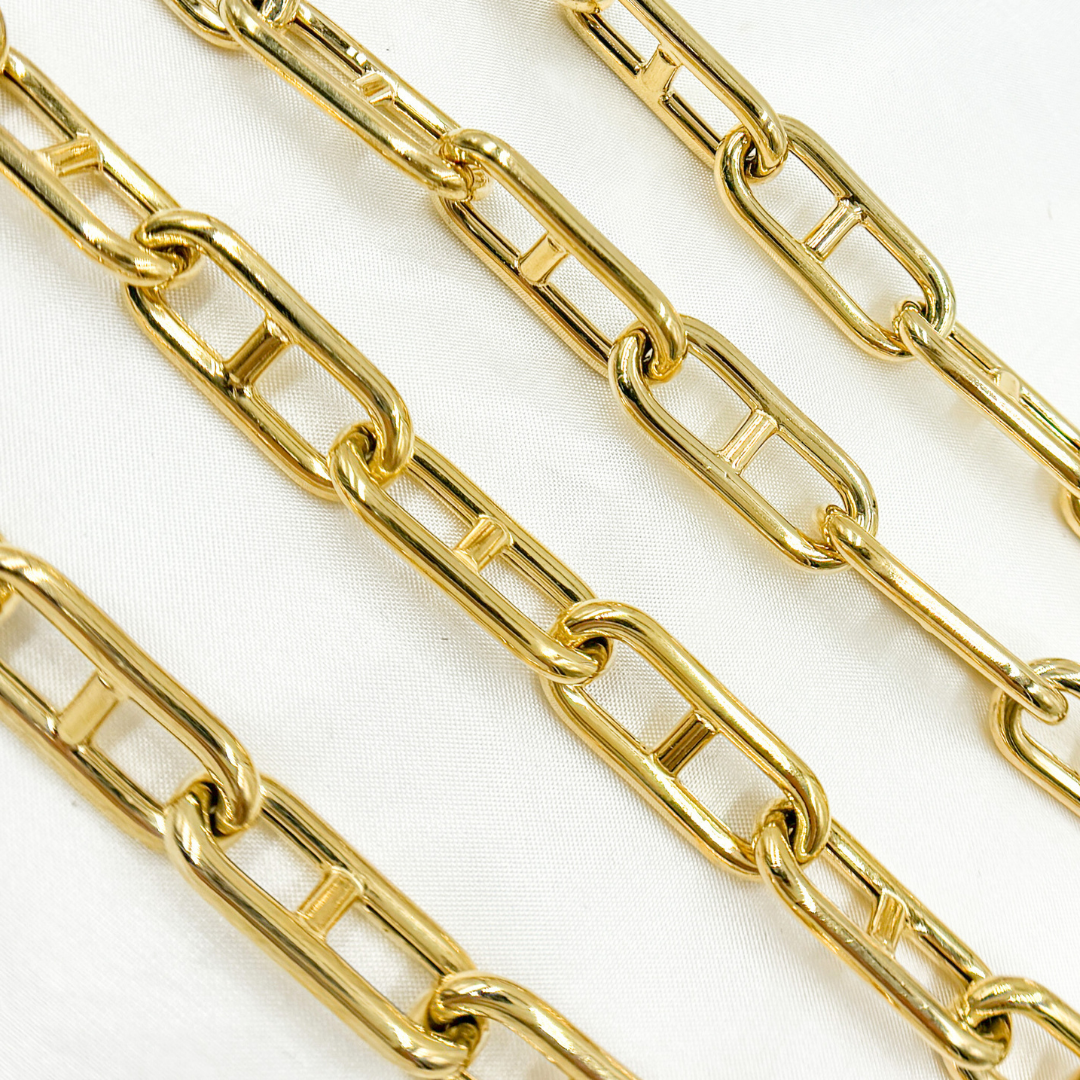 549MTGP. Gold Plated 925 Sterling Silver Hollow Marina Link Chain