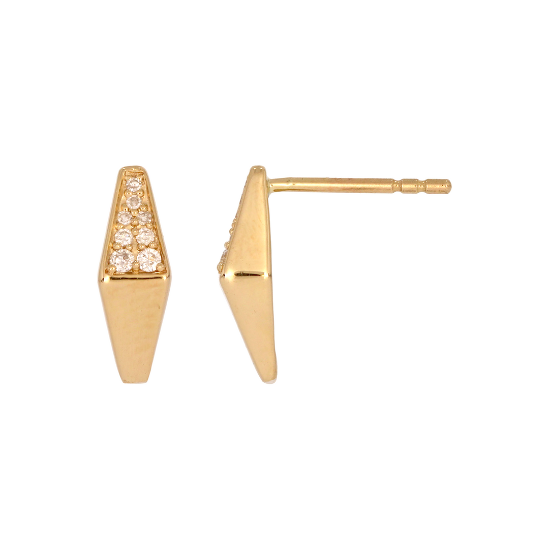 DHE00179. 14K Solid Gold Diamond Rhombus Earrings