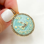 Load image into Gallery viewer, DP628A. Diamond Sterling Silver Capricorn Zodiac Enamel Pendant
