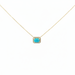 Load image into Gallery viewer, NT407129. 14K Solid Gold Octagon Turquoise Fancy Tiny Necklace