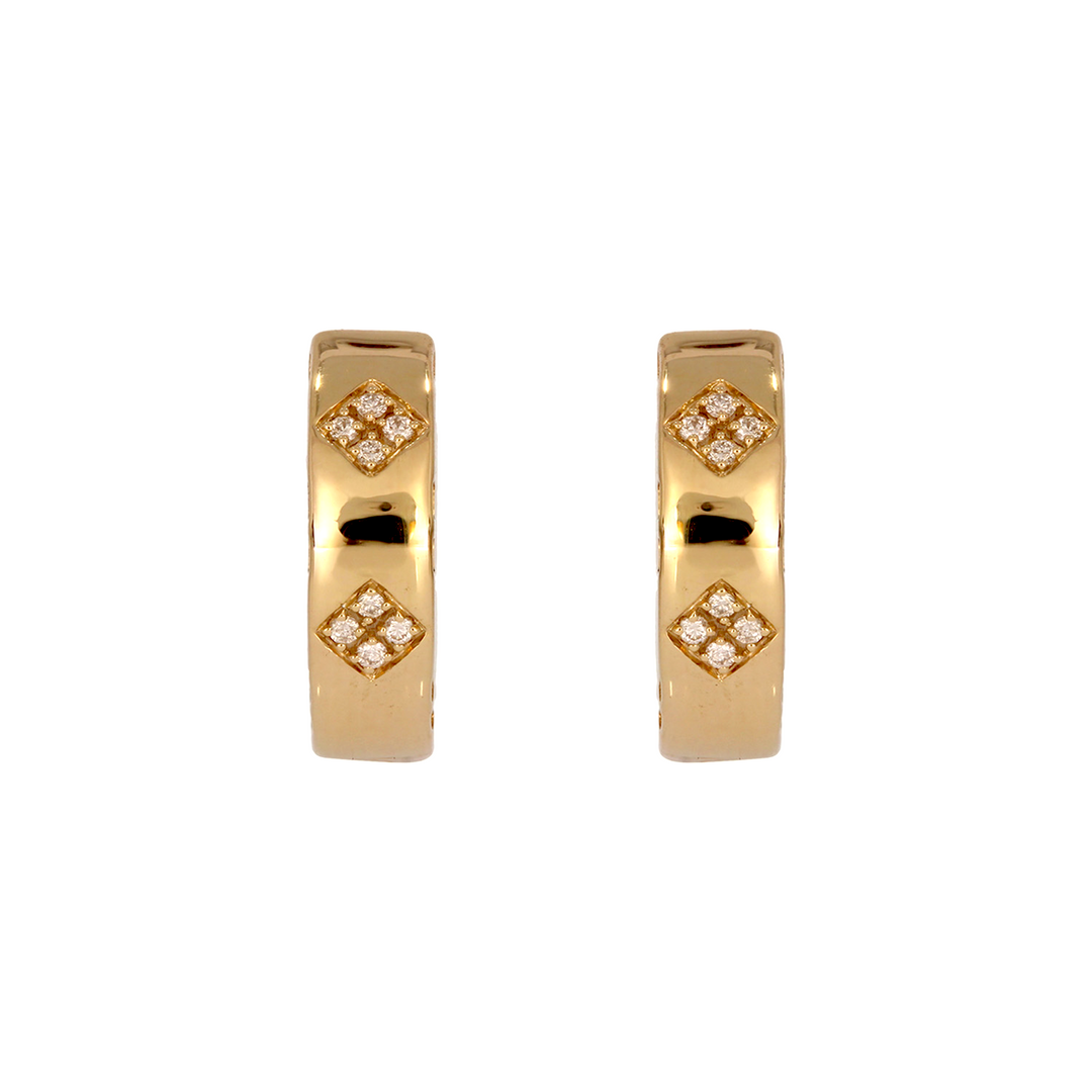 EHC57590. 14K Solid Yellow Gold Diamond Hoop Earrings