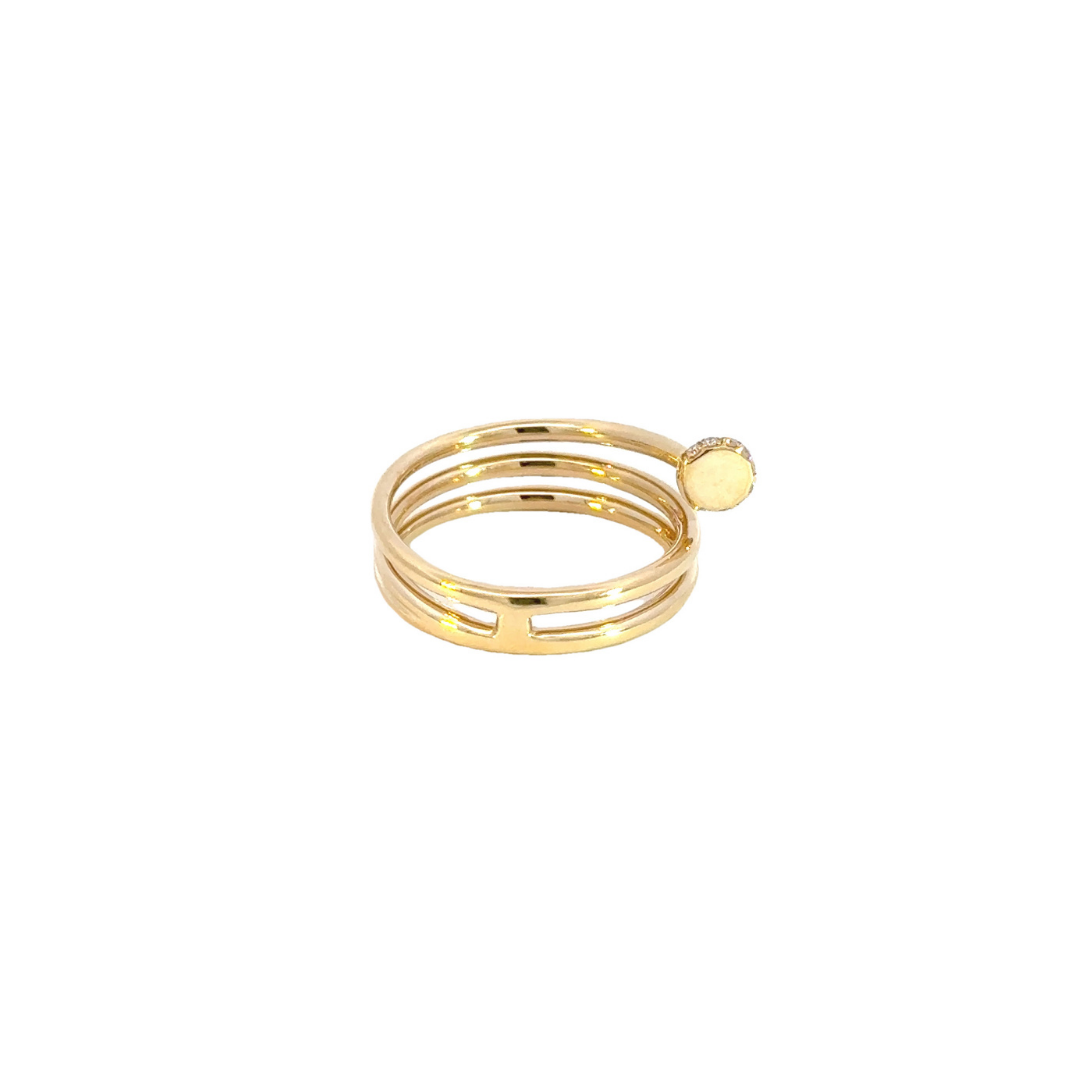 14K Solid Yellow Gold Diamond Sprial Ring. RFA18091