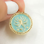 Load image into Gallery viewer, DP617A. Diamond Sterling Silver Round Scorpio Zodiac Enamel Pendant
