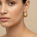 Load image into Gallery viewer, GER135. 14K Gold Hexagon Hollow Hoop Earrings
